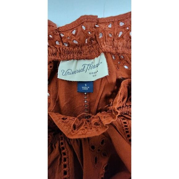 Universal Thread Eyelet 3/4 Balloon Sleeve Blouse Color Brown Size Small - Picture 7 of 8